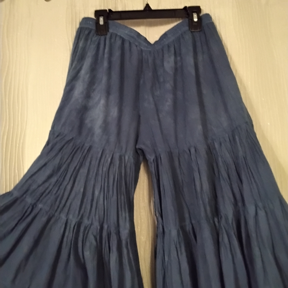 Flowy Blue Wide-Leg Pants